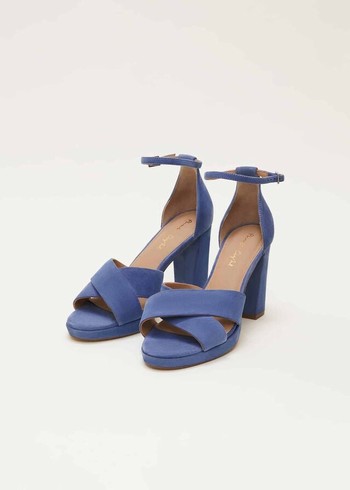 Phase Eight Blue Suede Platform Heels Blue USA | 1284056-SV